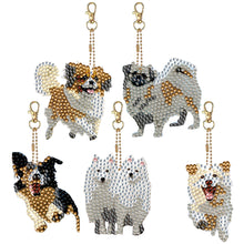Load image into Gallery viewer, 5 Pcs Double Sided Cute Dog Diamond Painting Keychain for Bag Charms Pendant
