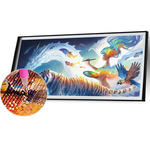 Tiger And Dragon 90*40CM(Canvas) Full Round Drill Diamond Painting
