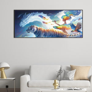 Tiger And Dragon 90*40CM(Canvas) Full Round Drill Diamond Painting