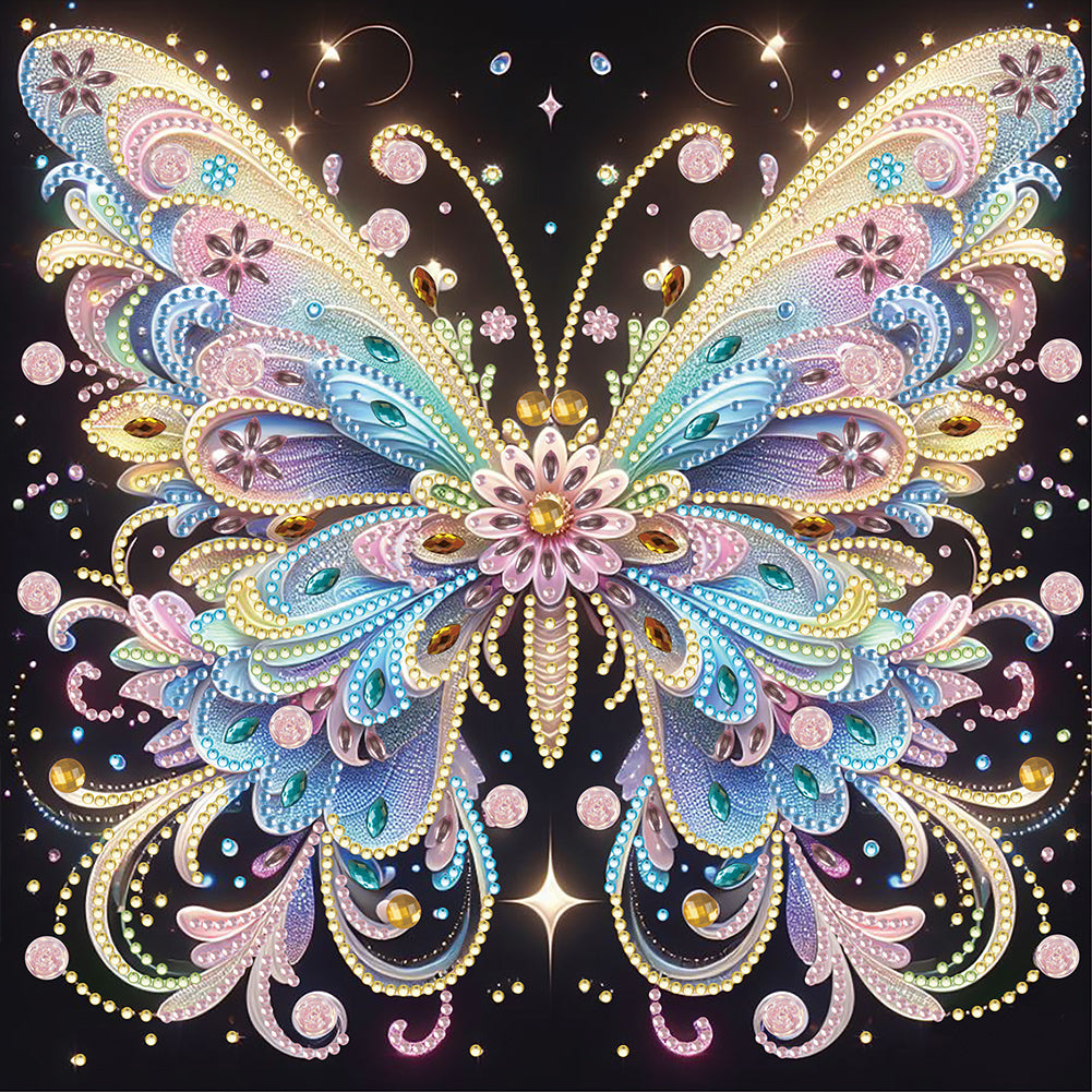 Colorful Butterfly 30*30CM(Canvas) Partial Special Shaped Drill Diamond Painting