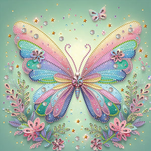 Green Screen Butterfly 30*30CM(Canvas) Partial Special Shaped Drill Diamond Painting