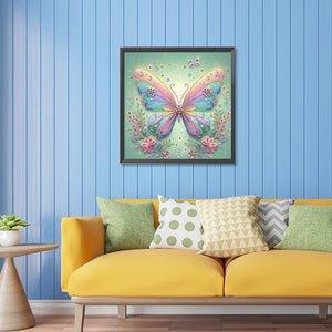 Green Screen Butterfly 30*30CM(Canvas) Partial Special Shaped Drill Diamond Painting