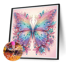 Load image into Gallery viewer, Pink Curtain Butterfly 30*30CM(Canvas) Partial Special Shaped Drill Diamond Painting
