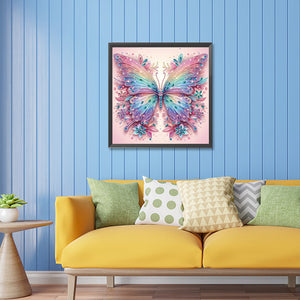 Pink Curtain Butterfly 30*30CM(Canvas) Partial Special Shaped Drill Diamond Painting