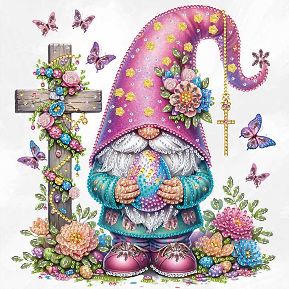 Easter Cross Gnome 30*30CM(Canvas) Partial Special Shaped Drill Diamond Painting