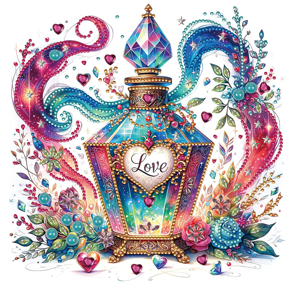 Colorful Floral Perfume 30*30CM(Canvas) Partial Special Shaped Drill Diamond Painting