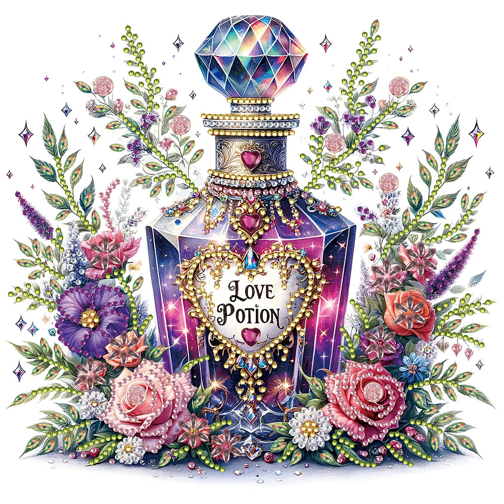 Purple Floral Perfume 30*30CM(Canvas) Partial Special Shaped Drill Diamond Painting