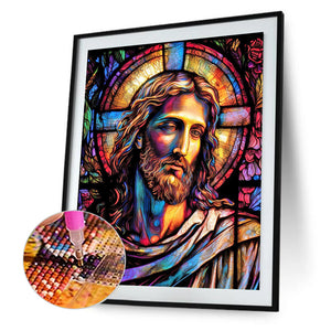 Glass Painting Style Jesus 40*50CM(Canvas) Full Round Drill Diamond Painting