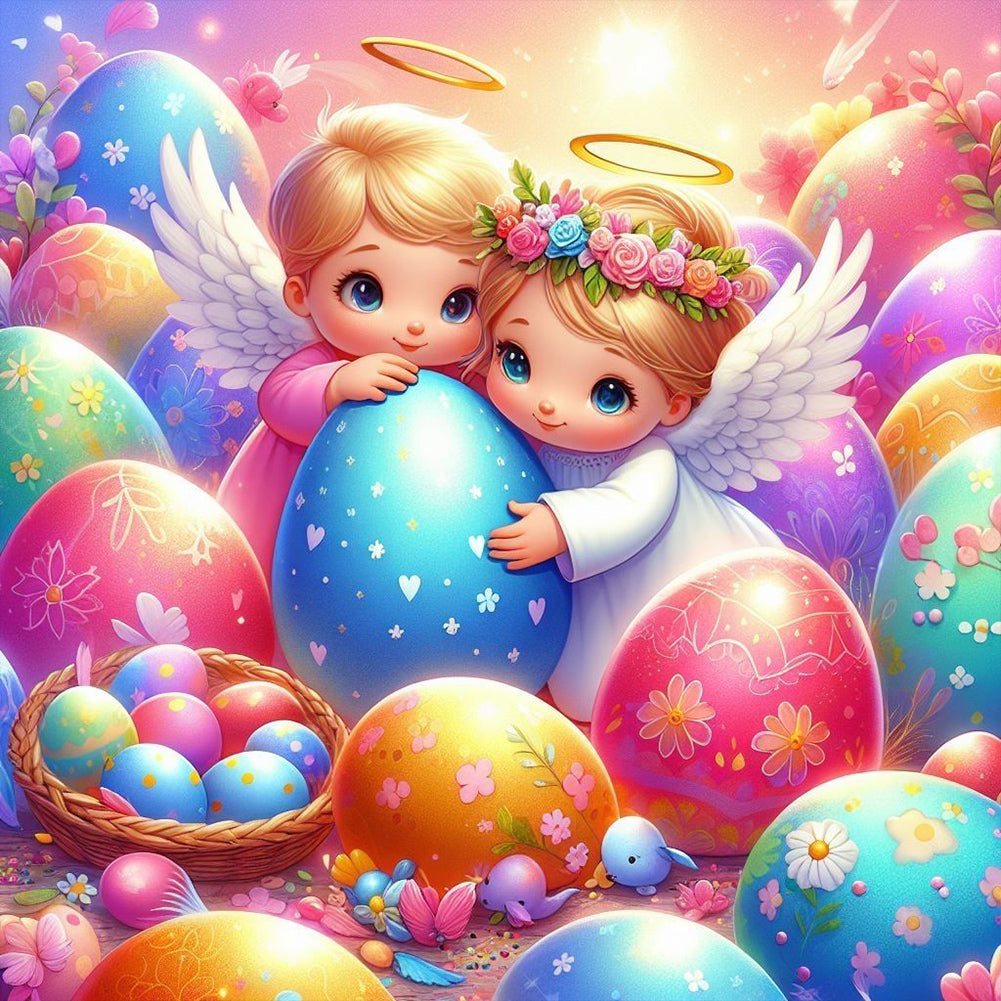 Angel And Easter Egg 30*30CM(Canvas) Full Round Drill Diamond Painting