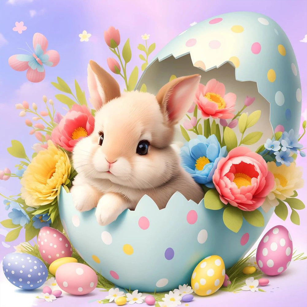 Rabbit In Easter Egg 30*30CM(Canvas) Full Round Drill Diamond Painting