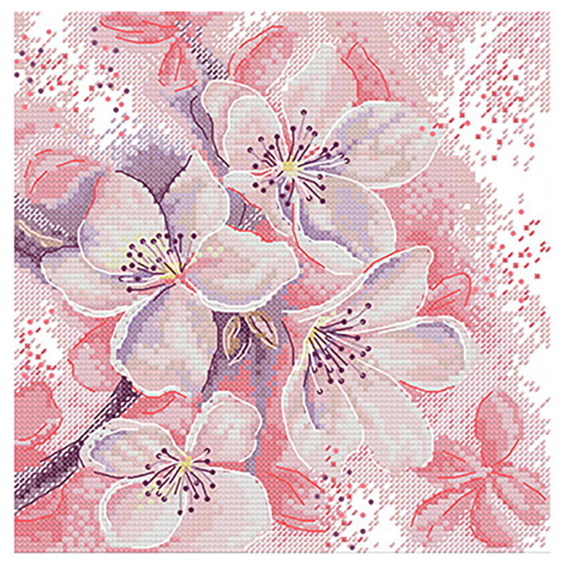 Joy Sunday Pink Peach Blossom - 25*26CM 14CT Stamped Cross Stitch