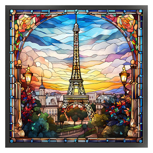 Glass Painting-Eiffel Tower - 50*50CM 11CT Stamped Cross Stitch