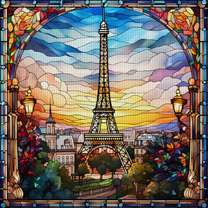 Glass Painting-Eiffel Tower - 50*50CM 11CT Stamped Cross Stitch