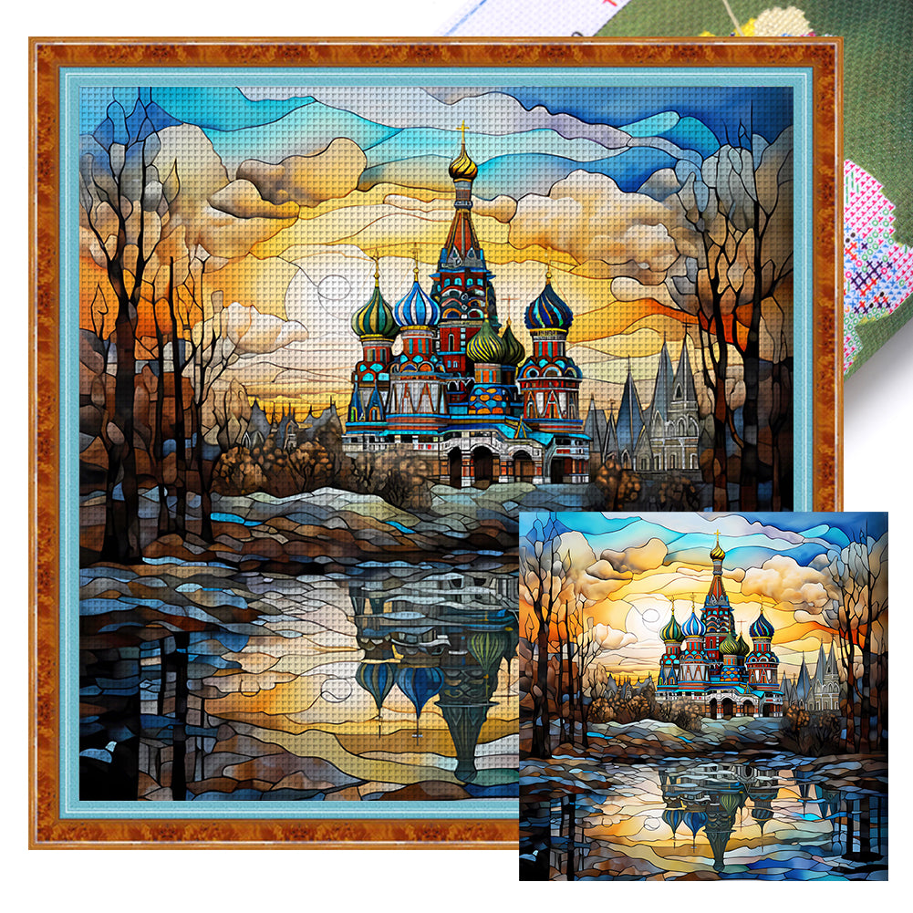 Glass Painting - St. Basil'S Cathedral, Russia - 50*50CM 11CT Stamped Cross Stitch