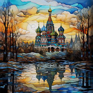 Glass Painting - St. Basil'S Cathedral, Russia - 50*50CM 11CT Stamped Cross Stitch