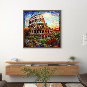 Glass Painting-Colosseum - 50*50CM 11CT Stamped Cross Stitch