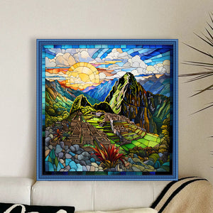 Glass Painting-Machu Picchu, Peru - 50*50CM 11CT Stamped Cross Stitch