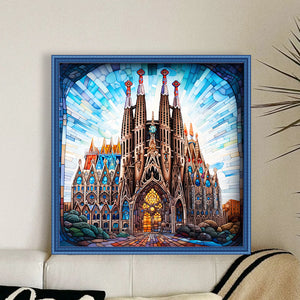 Glass Painting-Sagrada Familia, Spain - 50*50CM 11CT Stamped Cross Stitch