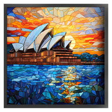 Load image into Gallery viewer, Glass Painting-Sydney Opera House - 50*50CM 11CT Stamped Cross Stitch
