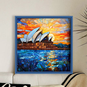 Glass Painting-Sydney Opera House - 50*50CM 11CT Stamped Cross Stitch