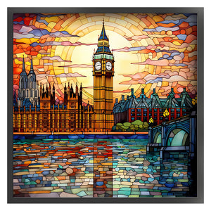 Glass Painting-British Big Ben - 50*50CM 11CT Stamped Cross Stitch