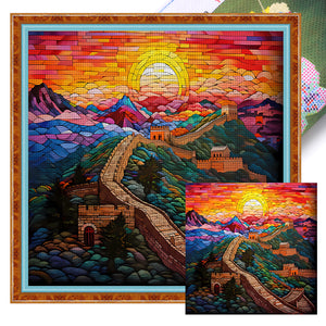 Glass Painting-Great Wall Of China - 50*50CM 11CT Stamped Cross Stitch