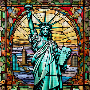 Glass Painting-Statue Of Liberty - 50*50CM 11CT Stamped Cross Stitch