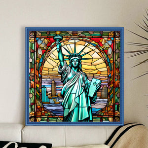 Glass Painting-Statue Of Liberty - 50*50CM 11CT Stamped Cross Stitch