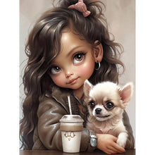 Load image into Gallery viewer, Girl And Puppy 30*40CM(Canvas) Full Round Drill Diamond Painting
