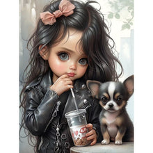 Load image into Gallery viewer, Girl And Chihuahua 30*40CM(Canvas) Full Round Drill Diamond Painting
