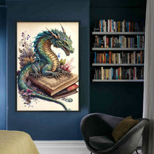 Load image into Gallery viewer, Retro Poster - Dragon Reading A Book - 40*60CM 11CT Stamped Cross Stitch
