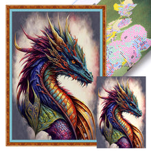 Load image into Gallery viewer, Retro Poster - Dragon Reading A Book - 40*60CM 11CT Stamped Cross Stitch
