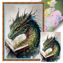 Load image into Gallery viewer, Retro Poster - Dragon Reading A Book - 40*60CM 11CT Stamped Cross Stitch
