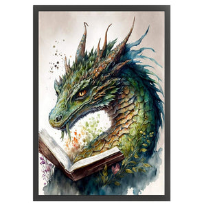 Retro Poster - Dragon Reading A Book - 40*60CM 11CT Stamped Cross Stitch