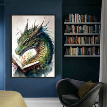 Load image into Gallery viewer, Retro Poster - Dragon Reading A Book - 40*60CM 11CT Stamped Cross Stitch
