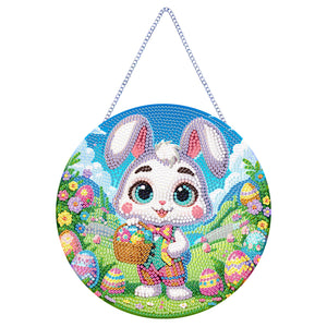 Handmade Cute Easter Rabbit Diamond Painting Hanging Pendant for Home Wall Decor