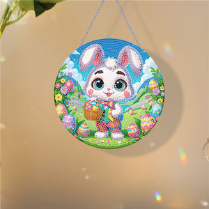 Handmade Cute Easter Rabbit Diamond Painting Hanging Pendant for Home Wall Decor