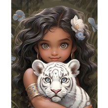 Load image into Gallery viewer, Girl And White Tiger 40*50CM(Canvas) Full Round Drill Diamond Painting
