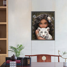 Load image into Gallery viewer, Girl And White Tiger 40*50CM(Canvas) Full Round Drill Diamond Painting

