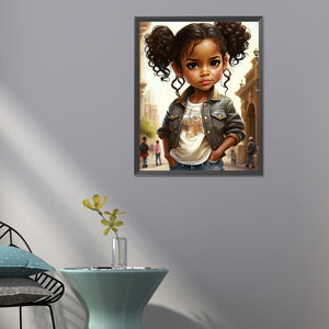 Curly Hair Girl 40*50CM(Canvas) Full Round Drill Diamond Painting