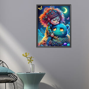 Girl And Monster 40*50CM(Canvas) Full Round Drill Diamond Painting