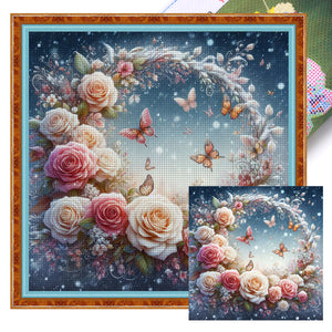 Rose Butterfly - 40*40CM 18CT Stamped Cross Stitch