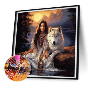 Beauty And The Wolf 30*30CM(Canvas) Full Round Drill Diamond Painting