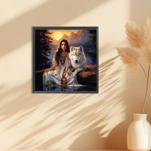 Beauty And The Wolf 30*30CM(Canvas) Full Round Drill Diamond Painting