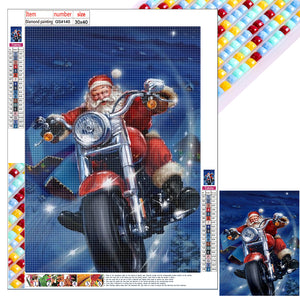 Santa Claus Riding A Motorcycle 30*40CM(Canvas) Full Square Drill Diamond Painting