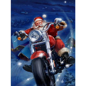 Santa Claus Riding A Motorcycle 30*40CM(Canvas) Full Square Drill Diamond Painting