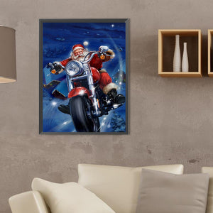Santa Claus Riding A Motorcycle 30*40CM(Canvas) Full Square Drill Diamond Painting