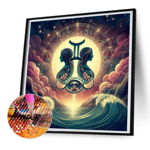 Twelve Zodiac Signs-Gemini 30*30CM(Canvas) Full Round Drill Diamond Painting