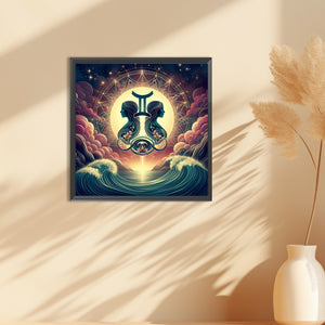 Twelve Zodiac Signs-Gemini 30*30CM(Canvas) Full Round Drill Diamond Painting