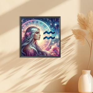 Twelve Zodiac Signs-Aquarius 30*30CM(Canvas) Full Round Drill Diamond Painting